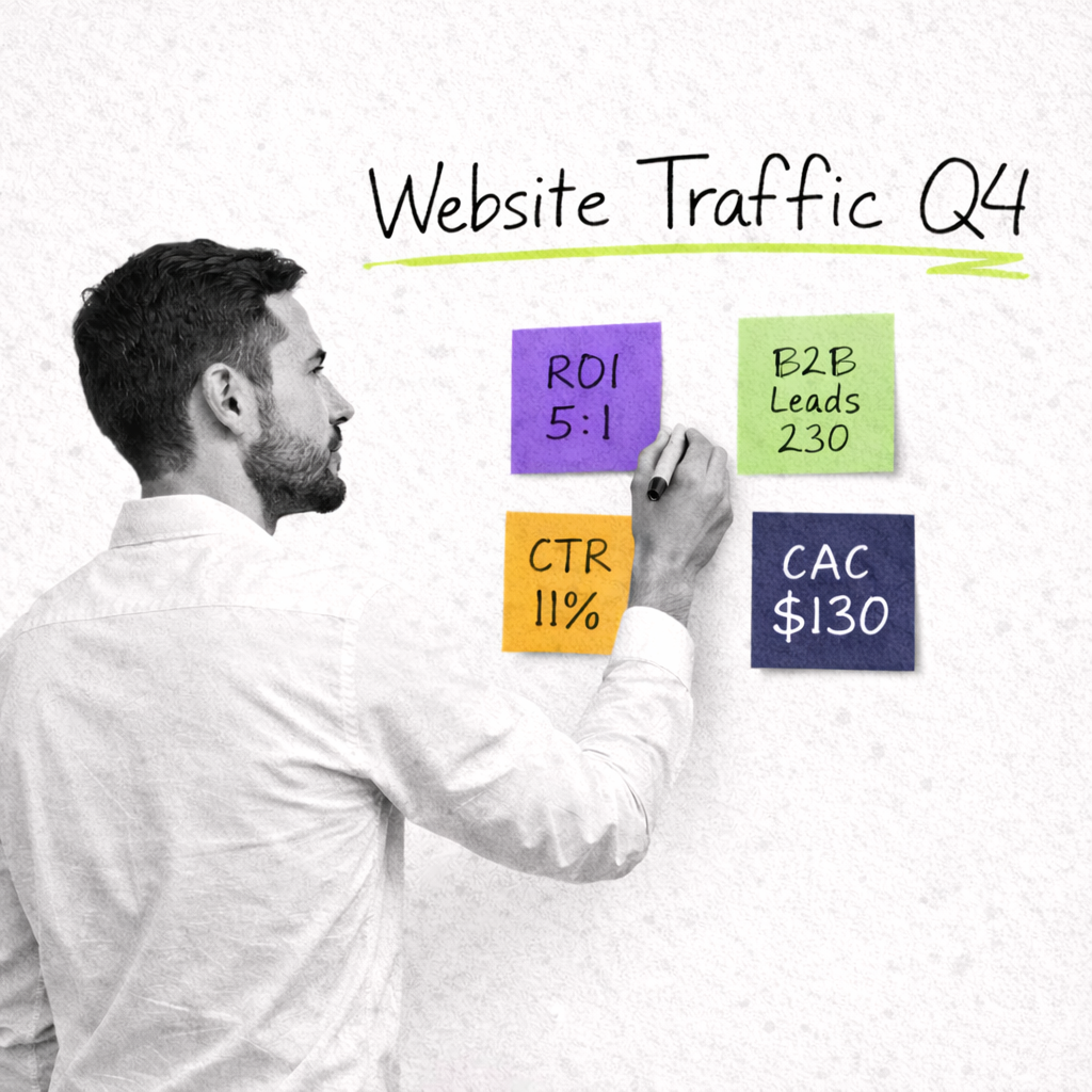 marketer measuring marketing efforts white board