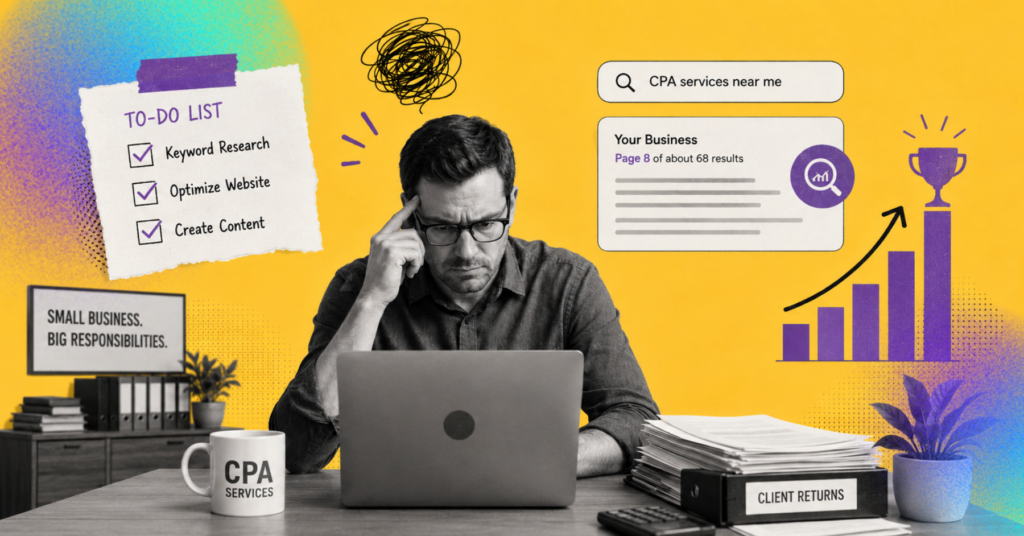 business owner working on seo
