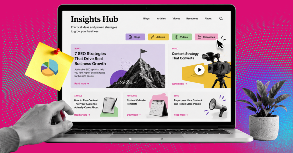 screen showing resourceful seo content for small business